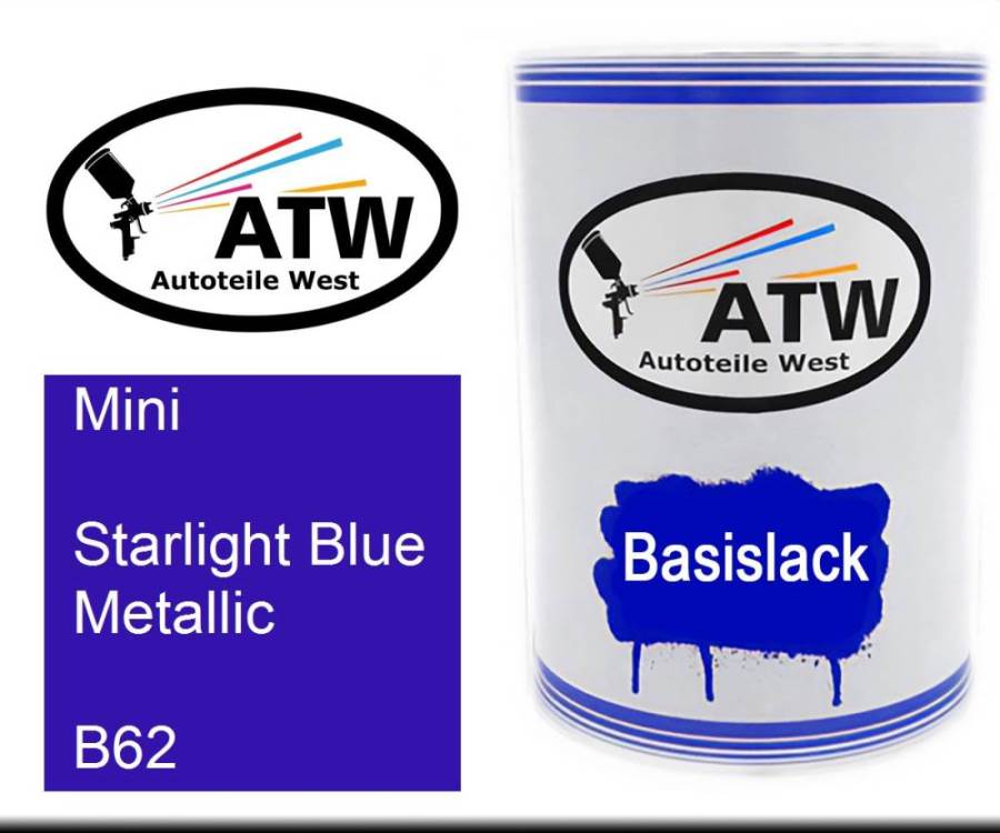 Mini, Starlight Blue Metallic, B62: 500ml Lackdose, von ATW Autoteile West.